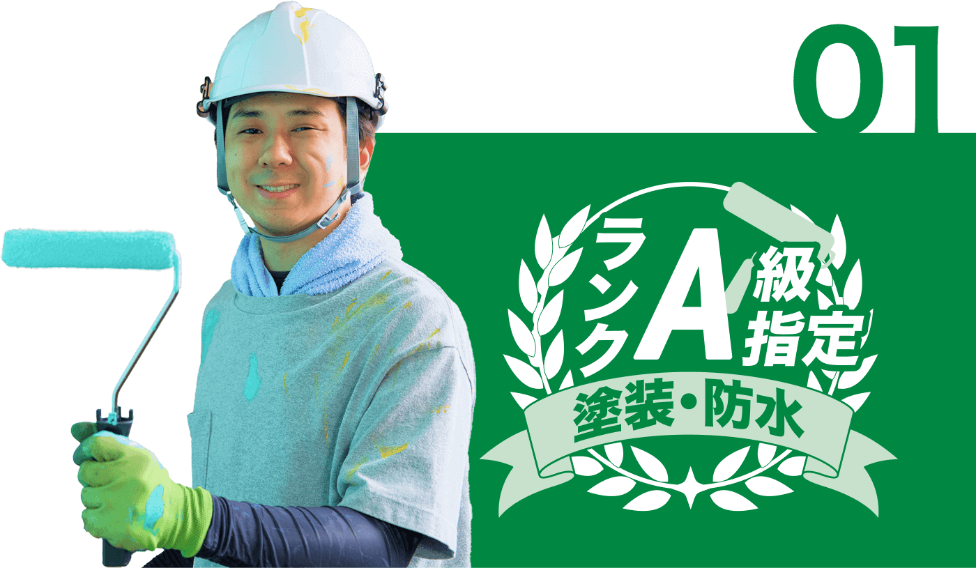 A級ランクを示す画像と作業員の写真