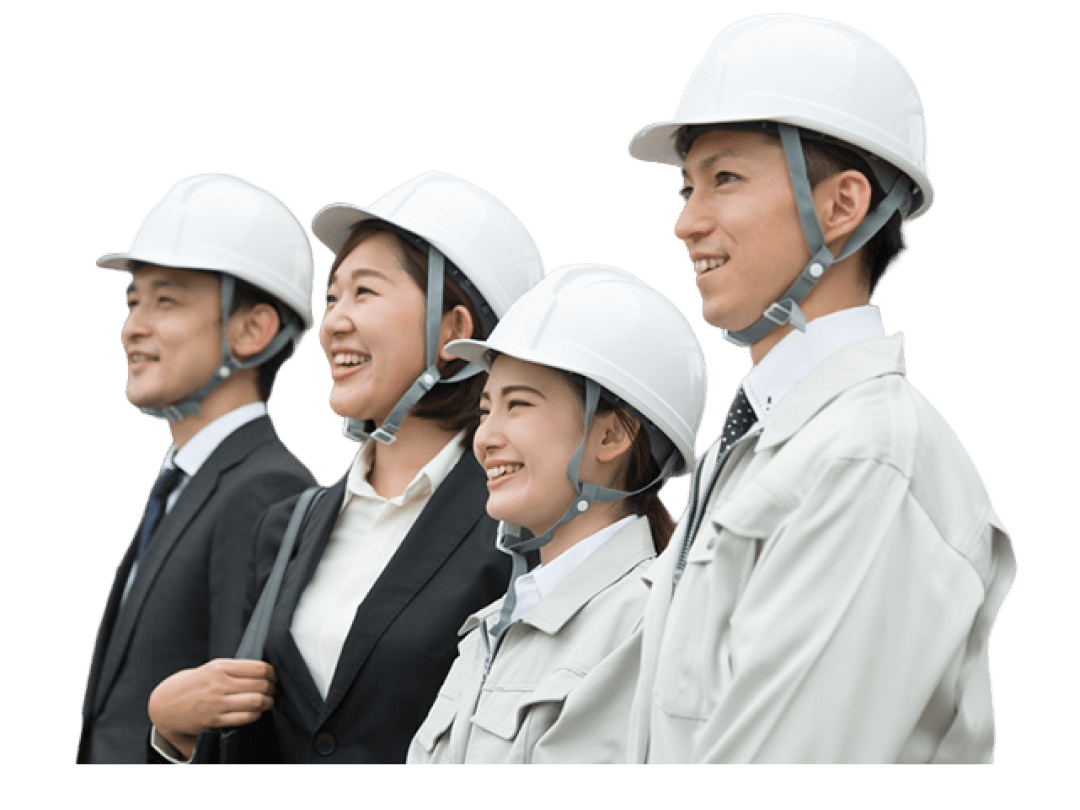 ヘルメットをかぶったアケボノの社員たち